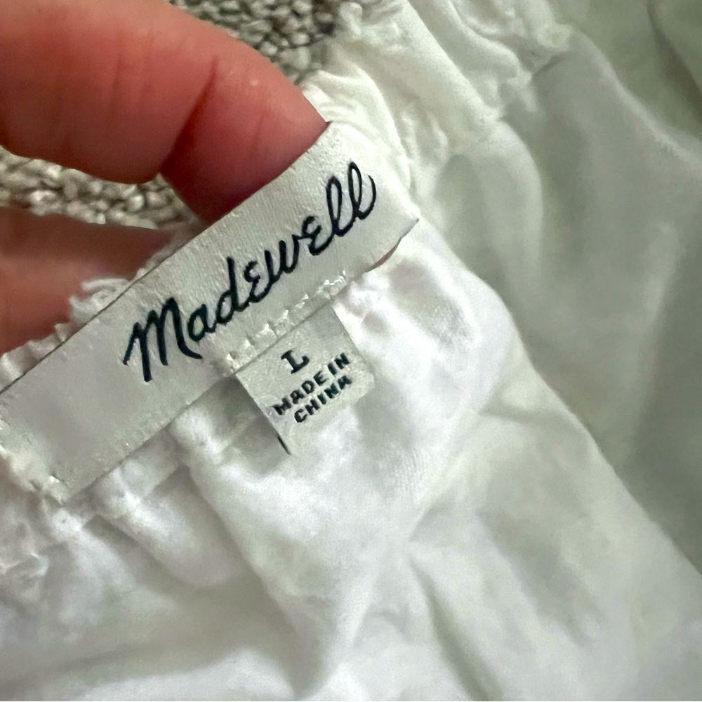 Madewell Cotton White Off Shoulder Swiss Dot Romper - Picture 3 of 12